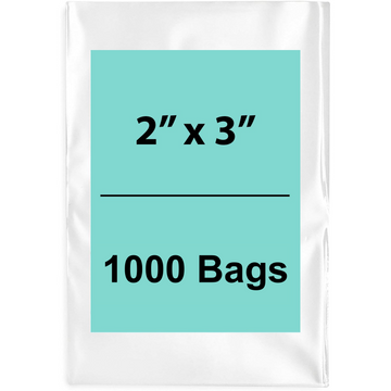 2X3 inches Clear Flat Poly Bags 1.5Mil Open Top (LDPE)